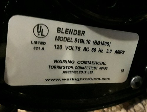 Waring Commercial Bar Blender Black 51BL10 (BB150S) Plus Extra Parts Working