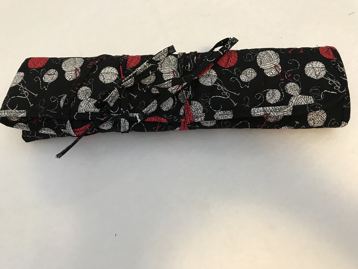 Handmade Quilted BALLS OF YARN  knitting needle holder 100% Cotton fabric