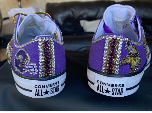 Pre-owned Converse Crystallized Minnesota  Bling-custom-made Any Team Any Sport Sz7-11 In Purple