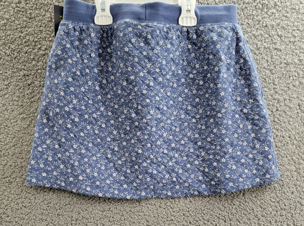 Polo Ralph Lauren Floral Quilted Double-Knit Skirt Big Girls XL (16) Blue PullOn - Picture 9 of 15