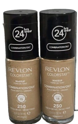 REVLON Colorstay Combination/Oily Skin Foundation 250 Fresh Beige 2pcs Read 