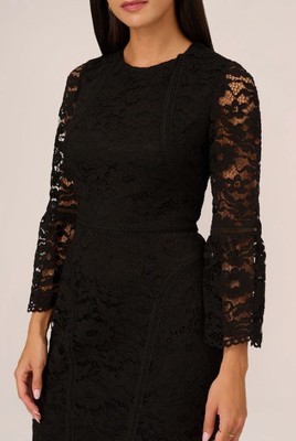 Короткое кружевное платье Adrianna Papell, черное, 10
