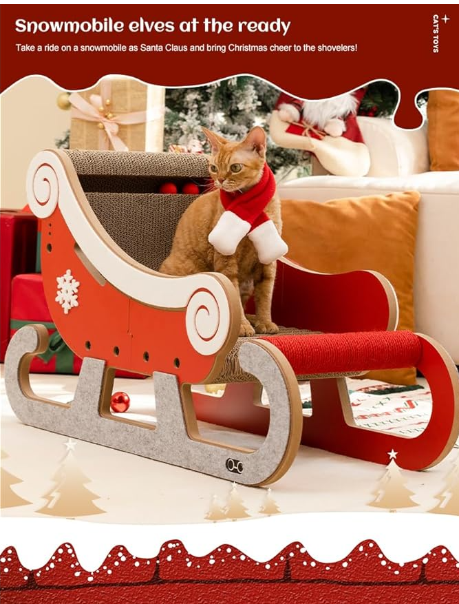 Cat Christmas Tree Scratching Post -  Christmas Sleigh