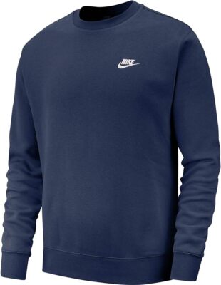 Мужская спортивная одежда Nike Midnight Navy/Белая флисовая толстовка с круглым вырезом - XL