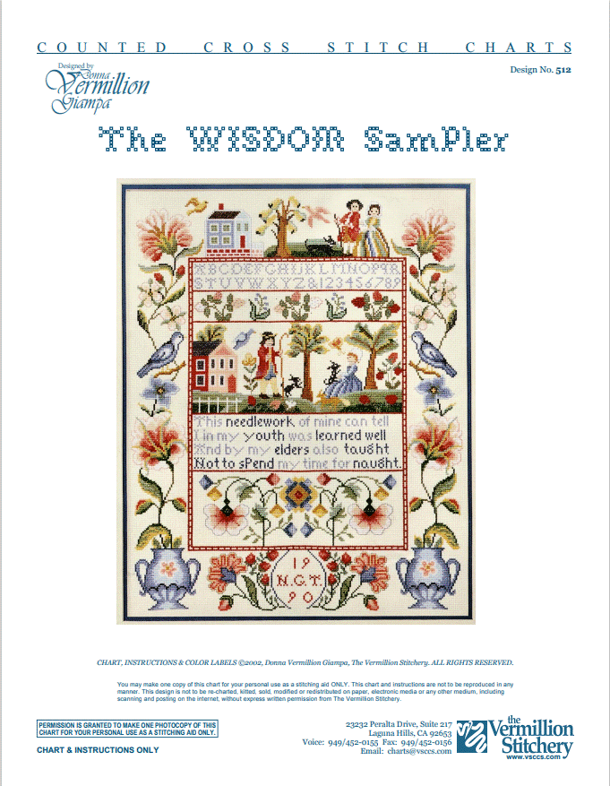 Ery Hand Cross Wisdom Sampler Vermillion Stitch