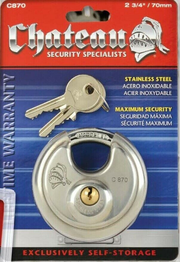 Chateau Security Specialists. Stainless steel lock. Two keys