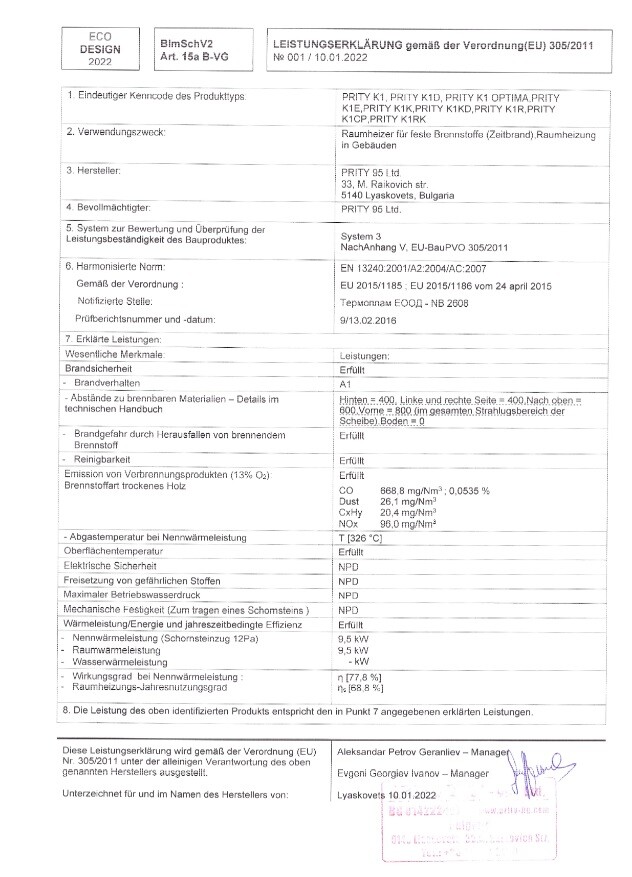 EEK A - Prity Optima Kaminofen 9,5 kW Holzofen - Holzheizung für Wohnräume - Picture 7 of 7