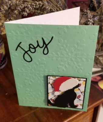 STAMPIN UP CARD KIT- JOY DOG WITH SANTA HAT Makes 4-Set #WI.69