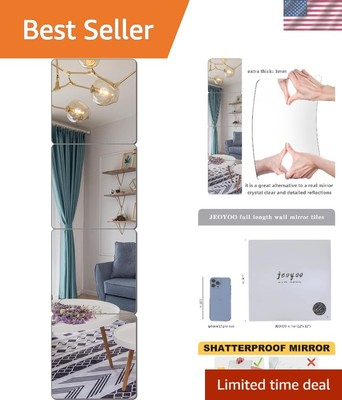 Elegant Full-Length Unbreakable Mirrors for Home Gym & Bedroom - 12x12'' 4 Pcs