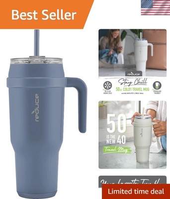 Stainless Steel 50 oz Tumbler with Handle & Straw - Cold All Day in Style