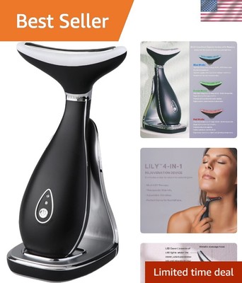 Triple Action Neck & Face Massager - LED Skin Rejuvenation Tool in Frosted Black