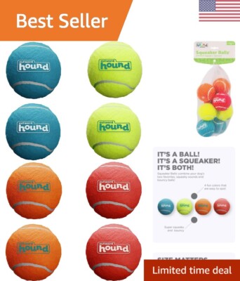 Squeaker Ballz Fetch Dog Toy - Multi-Pack of Brightly Colored Balls - Small Size