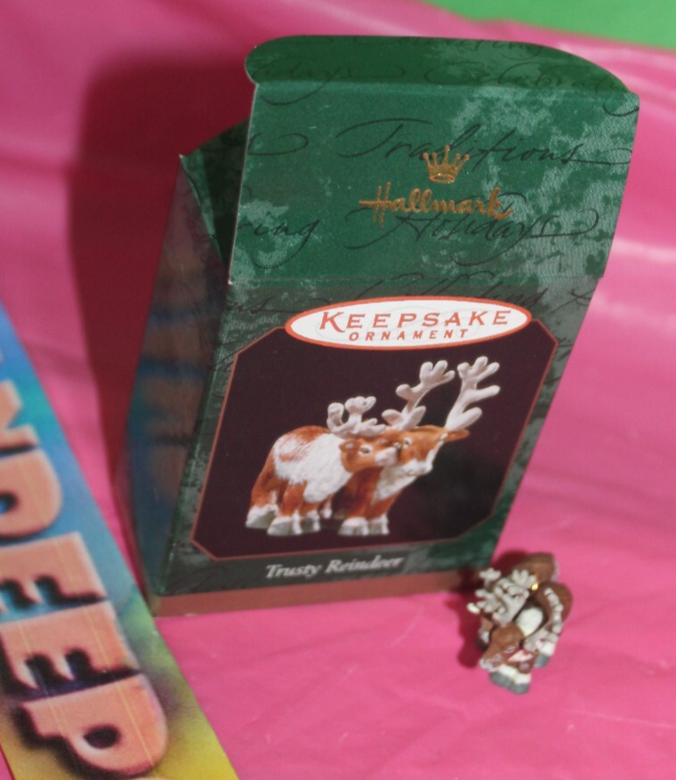 Vintage Hallmark Keepsake Miniature Trusty Reindeer Holiday Ornament 1999