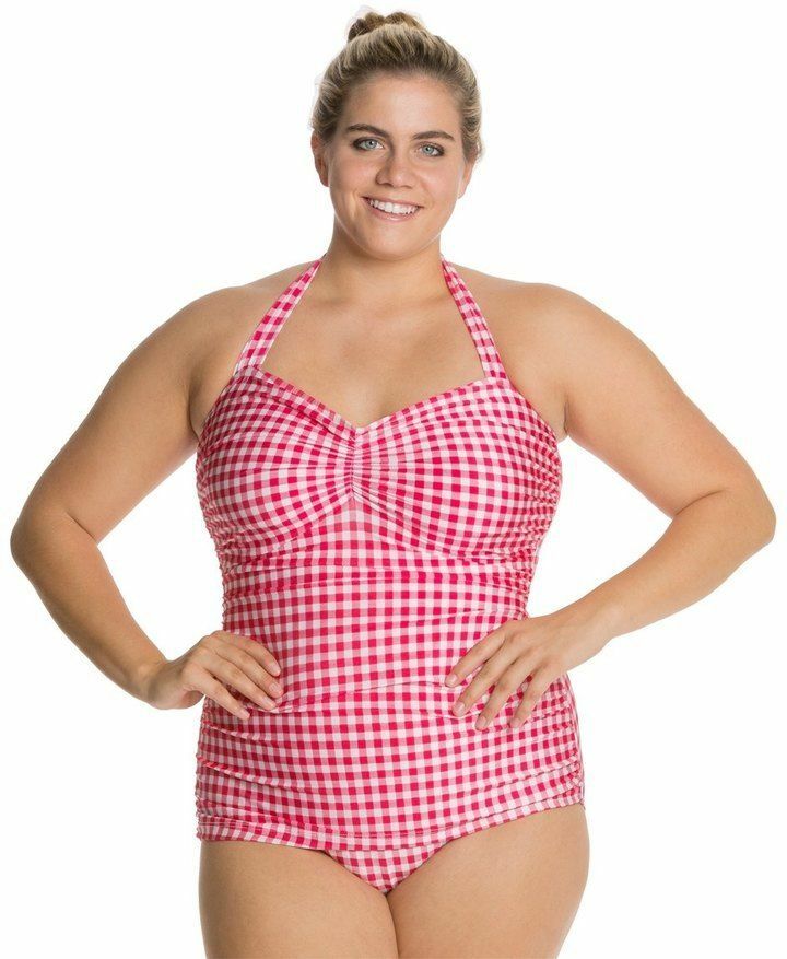 Esther Williams RED & WHITE Plaid Tartan WOMENS PLUS SIZE 24 26 NEW