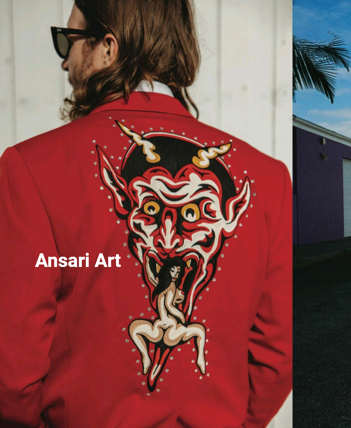 ART MEN RED 2PC BESPOKE SKELETON FLAMES FLORAL EMBROIDERED RHINESTONE COWBOY OUTFITS