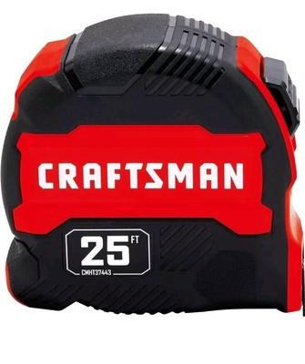Tape Measure with Fraction Marketing, Retractable, Manual-Locking Blade, 25 FT