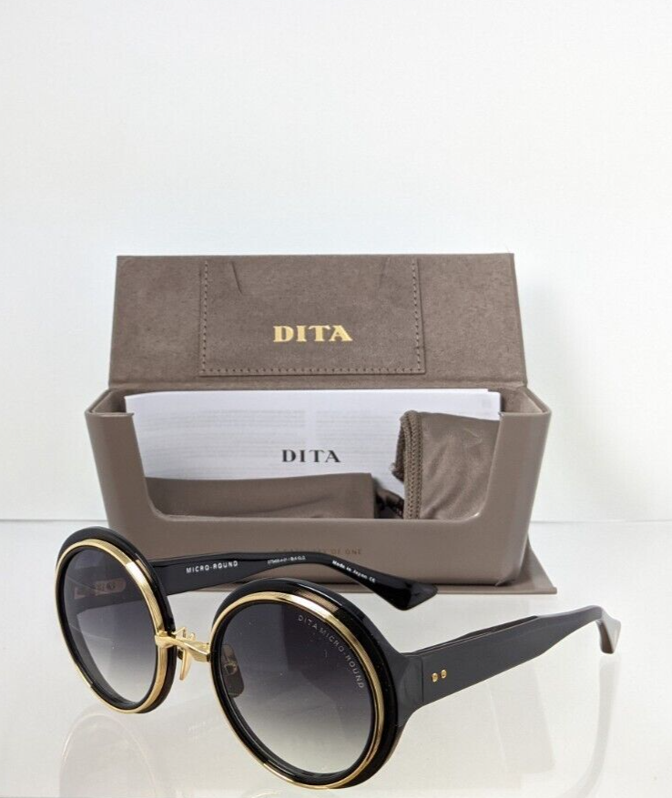 Pre-owned Dita Authentic  Sunglasses Micro-round Dts 406-a-01 Black & Gold Frame In Gold & Black