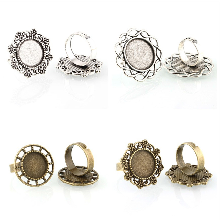 10 x Adjustable Brass Blank Ring Bezel Base for 25mm resin gemstone Cabochon ring jewelry DIY Making Supplies