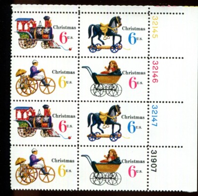 US Plate Block MNH # 1415-1418  6c Toys   UR, pb1415-2