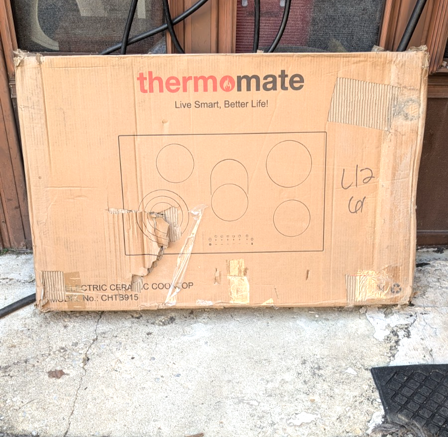 ThermoMate 36 Inch Built In Electric Cooktop, 5 Burners Knob, 9200W, 220-240v
