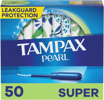 Pearl Tampons Super Absorbency, with Leakguard Braid, Unscented, 50 Count