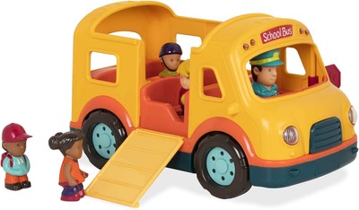 Battat   Light-Up Yellow Bus   5 Toy Figures   Realistic Sounds   Folding... 