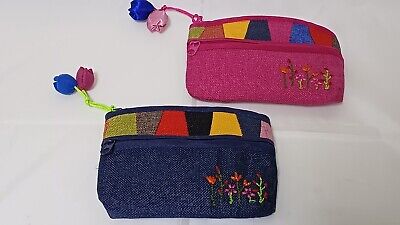 2 Korean traditional embroidered wallets canvas cotton fabric 8-4