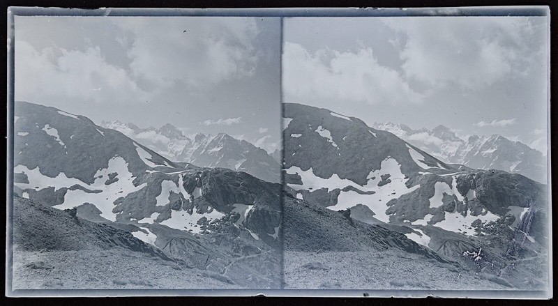 Montagnes Neige C1930 Photo Negative Plaque De Verre Vintage StereoÂ V4l17Â§