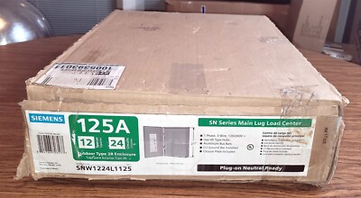 SIEMENS NEUTRAL LOAD CENTER 125-AMP 12-SPACE 24-CIRCUIT MAIN LUG SNW1224L1125