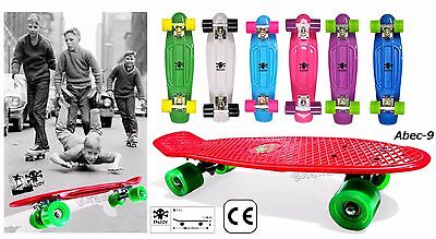 22" Retro Skateboard TESCHIO Mini Longboard Skate Board VINTAGE Urban City ABEC9