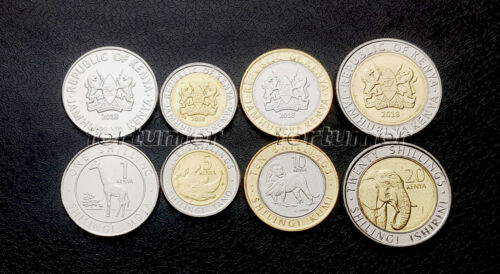 KENYA SET of 4 Coins, 1 5 10 20 Shillings BiMetal, 2018, UNC