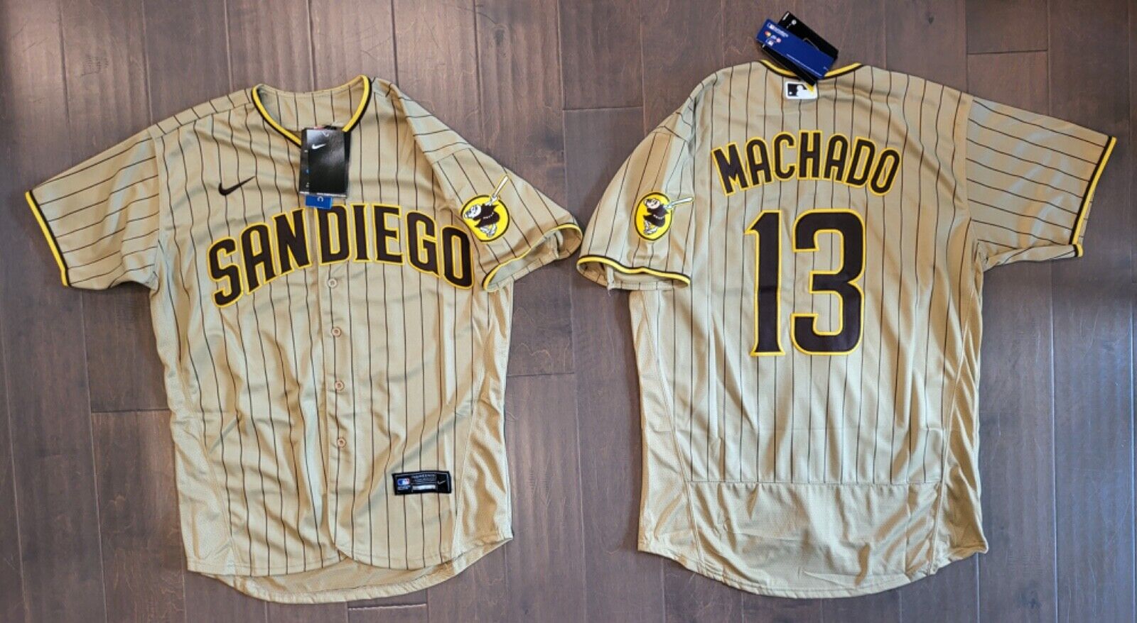 San Diego Padres #13 Manny Machado Stitched Brown Pinstripe San Diego Padres #13 Manny Machado Stitched Brown Pinstripe
