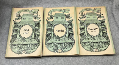 VTG The Pelican Shakespeare Book Lot of 3 King Lear, Hamlet & Henry lv part 1