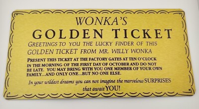 Wonka's Golden Ticket Metal Sign