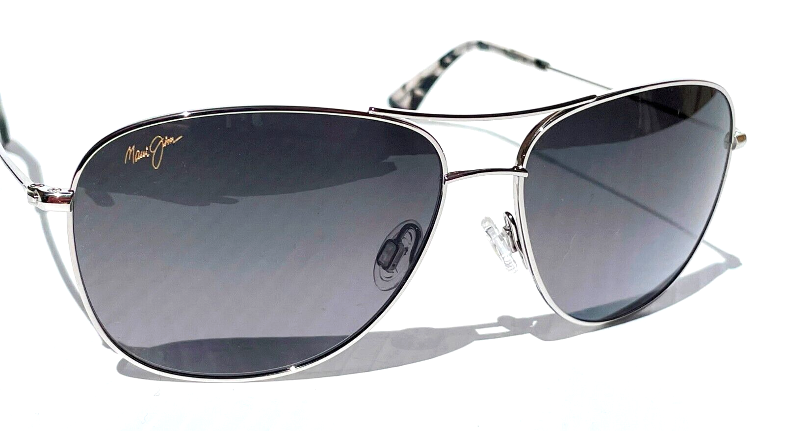 Pre-owned Maui Jim Cliff House Silver Polarized Grey Lens Sunglass Gs247-17 In Gray