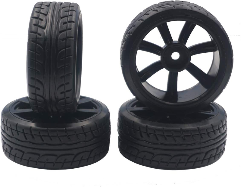 4Pcs  Hard Plastic RC Drift Car Tires & Wheel Rims 12Mm Hex Tyre Compatible with