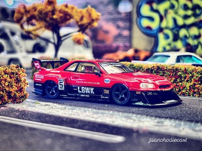 ミニカー MINIGT ER34 LBWK EXCLUSIVE With Sign MINI GT 1:64 Nissan Skyline (ER34) LBWK Super Silhouette in