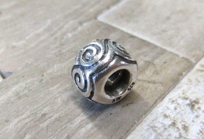 Pandora Sterling Silver Swirl Design Bead / Charm ~ 15-E9039