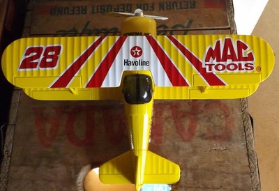 Racing Champions Bi-Wing Airplane MAC Tools Die-Cast Bank IOB Ltd Ed 1994