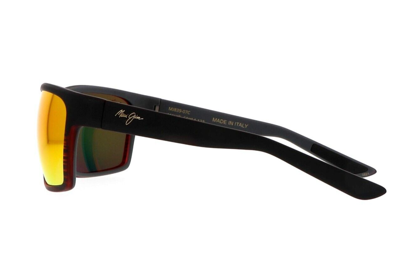Pre-owned Maui Jim Alenuihaha Rm839-07 Burgundy Stripe Frame / Lava Ruby Lens In Red