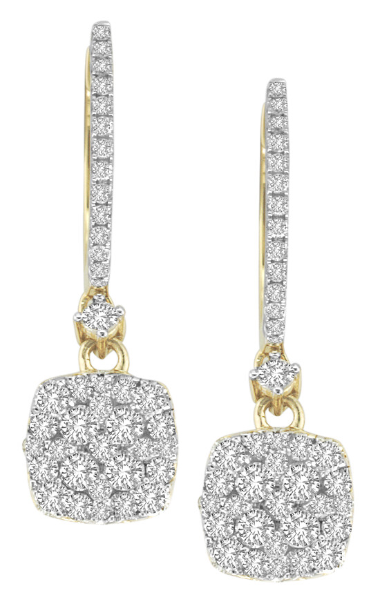 Pre-owned Handmade Deal 1.15ct Natural Round Diamond Cluster Halo Drop Dangle Earrings 14k Gold In White
