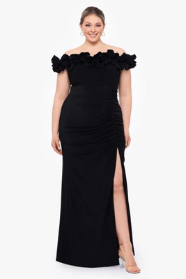 Женское платье-топ с оборками на плечах Xscape, черный, 18 Вт