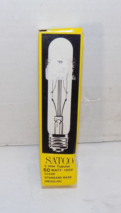 SATCO S3896 Tubular 60 Watt 120V Clear Standard Base Light Bulb Regular