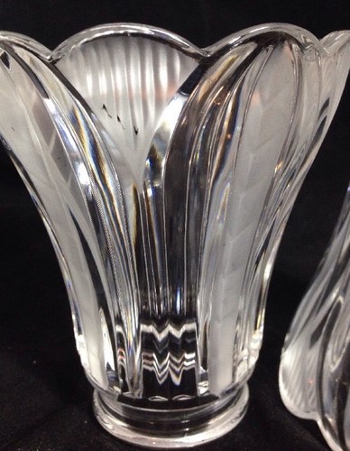 Ceiling Fan Shade Glass Frosted Ribbed Lamp Light Vanity Scalloped Edge Set of 2