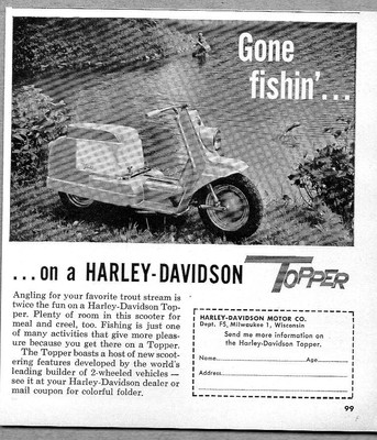 1960 Motorcycle Harley Davidson Topper Motor Bike Scooter Memorabilia Promo Ad Transportation Motorcycles