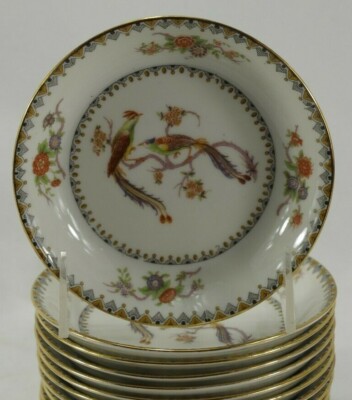 Elite Limoges Bird of Paradise Factory Decor Geometric Set 6 Fruit Sauce Bowls