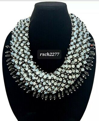 Rara Avis by Iris Apfel 20'' Black and White Beaded Collar Necklace-NWT