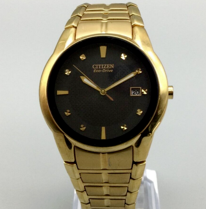 Citizen Eco-Drive Watch Men 37mm Gold Tone Date E111-S058490