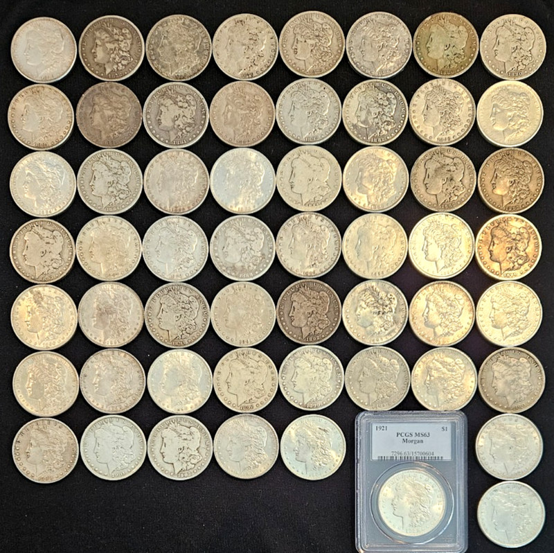 Huge Lot of 56 Different 1878-1921 Morgan Silver Dollars Set