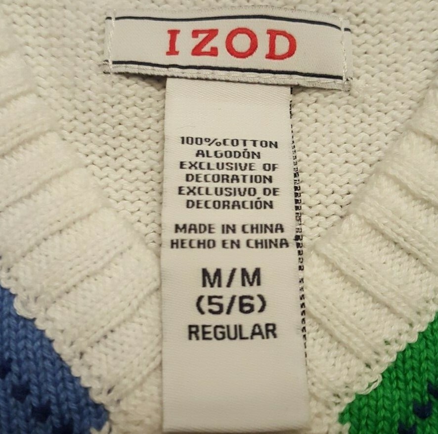 NEW Boys IZOD Argyle Pattern White Sweater Vest Size 5/6 Dress Casual Dapper Kid